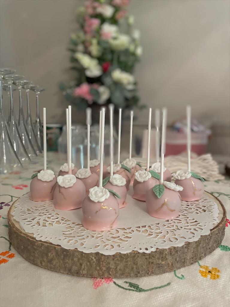 Cake Pops mariage rose poudré